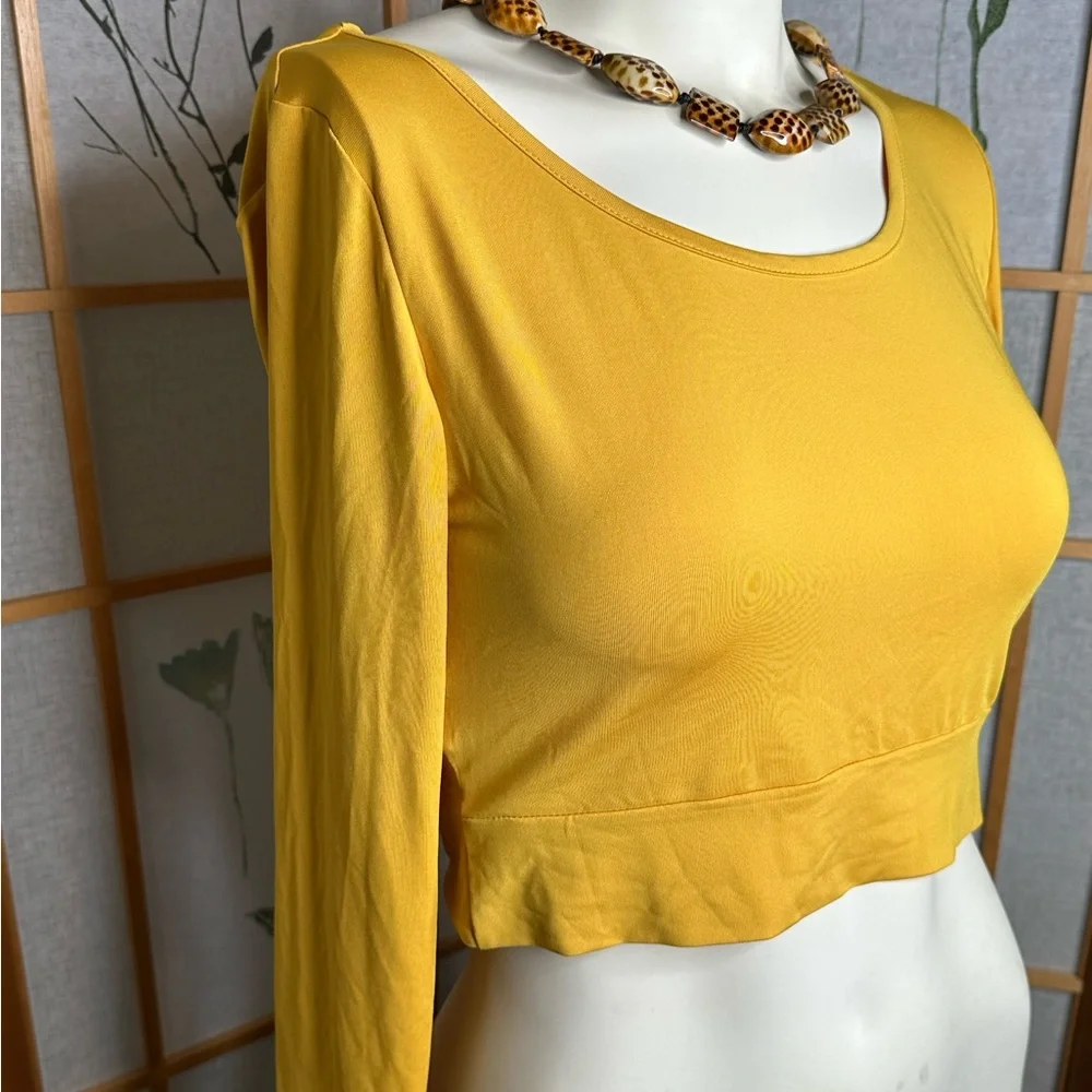 Long sleeve crop top very cute Size large by ENIDMIL color is Gold